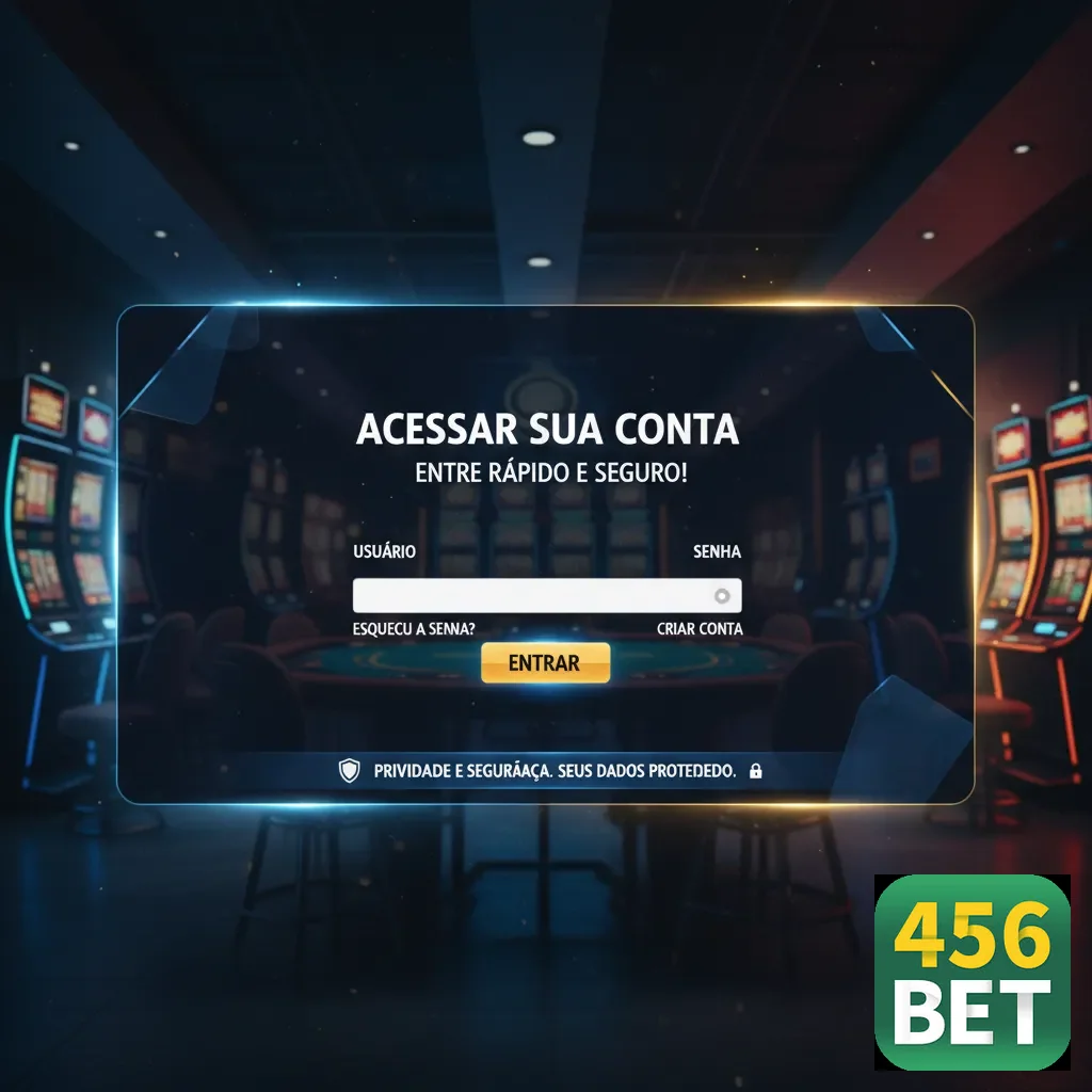 Tela de login da plataforma 456bet com slots ao fundo