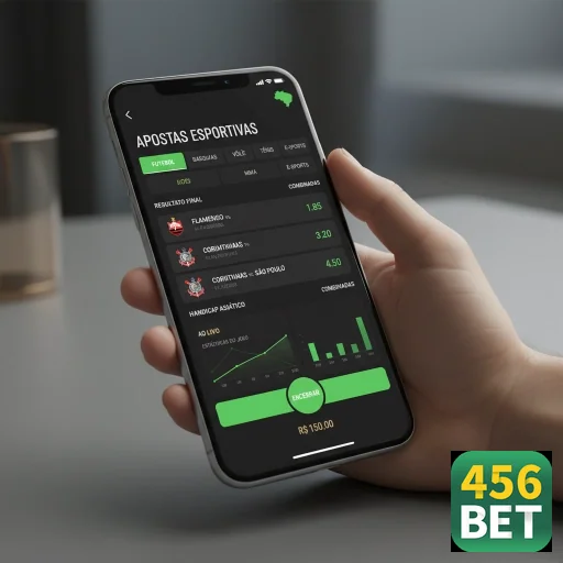 Tela de apostas esportivas da 456bet em um smartphone.