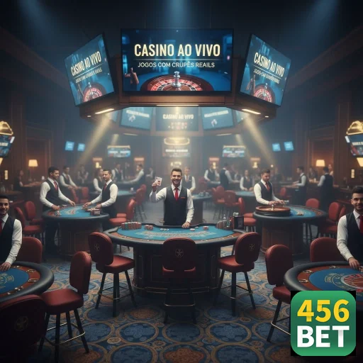 Cenário de cassino ao vivo da 456bet com mesas de jogo.
