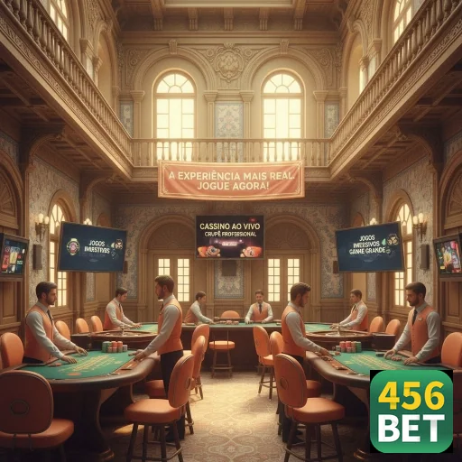 Interiores do cassino 456bet mostrando mesas de jogo.