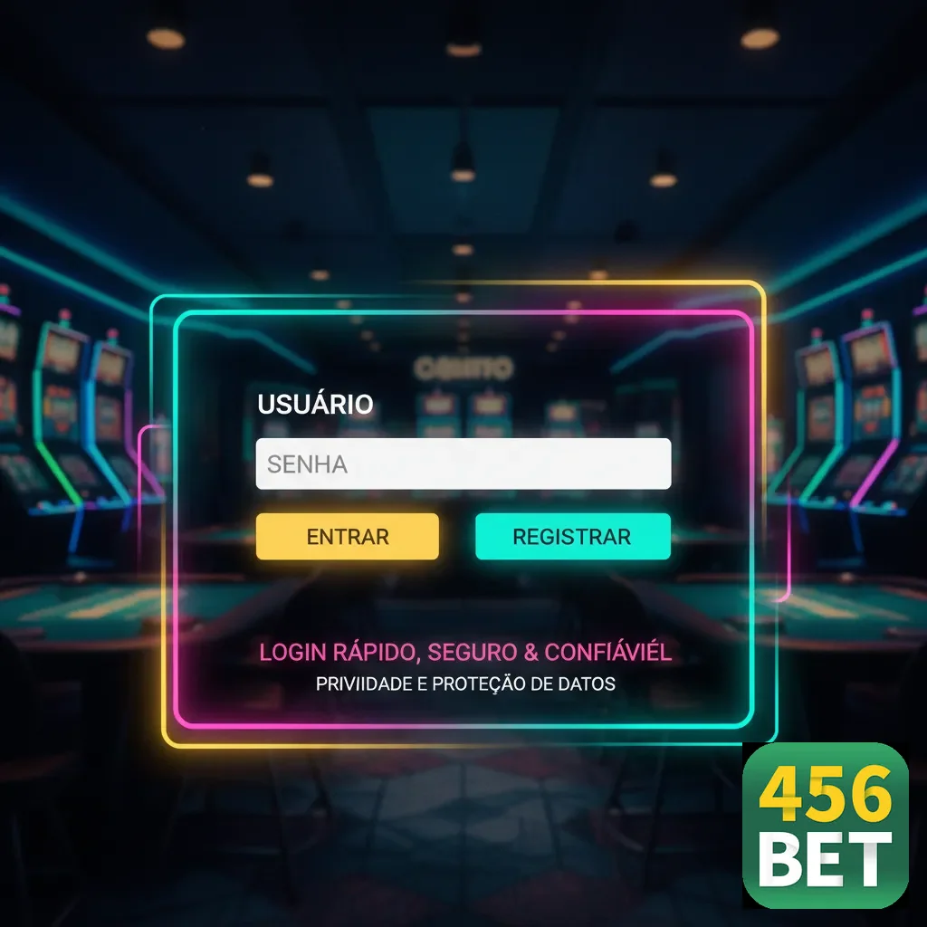Tela de login da 456bet com fundo de cassino moderno.