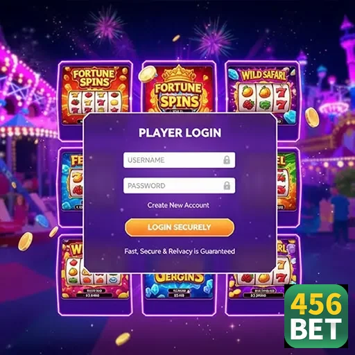 Tela de login da 456bet com jogos de cassino ao fundo.